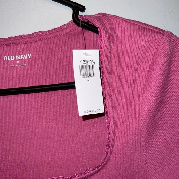NWT Old Navy Lace Trim Rib Knit Top - Picture 2 of 8